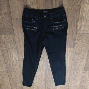 Metaphor Black Jeans Size 14 Faux Zipper Pockets